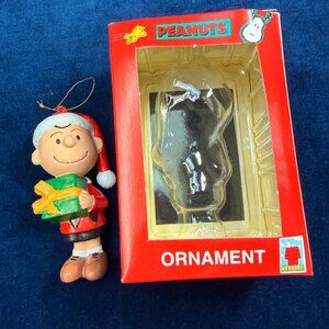 Vintage Kurt Adler Peanuts Christmas Ornament Charlie Brown Holding Present 4"